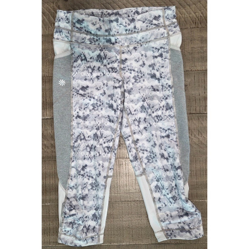 Womens Athleta Dapple Be Free Crop Leggings White & Gray Size XS